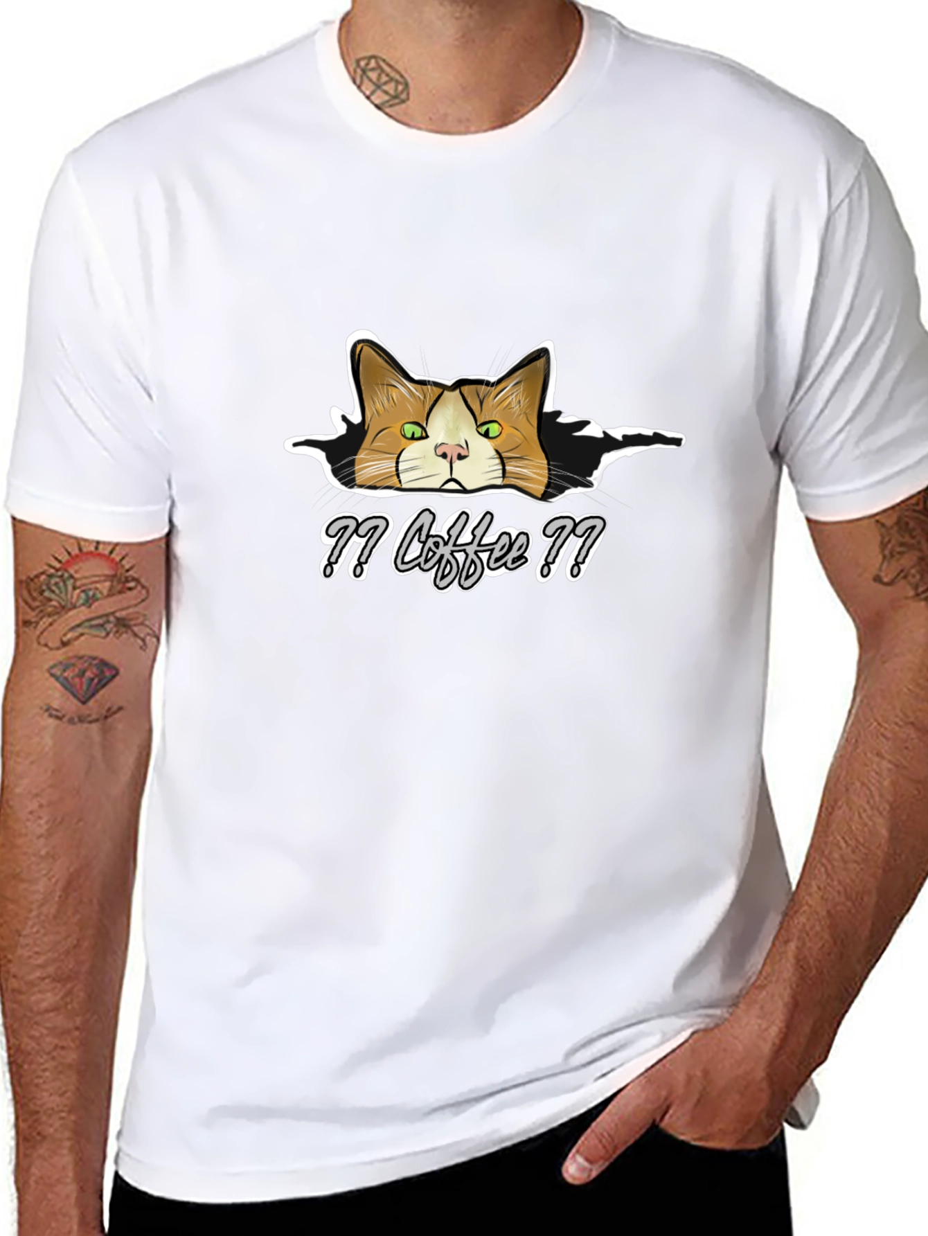 Coffee Cat T-Shirt - Funny Graphic Tee