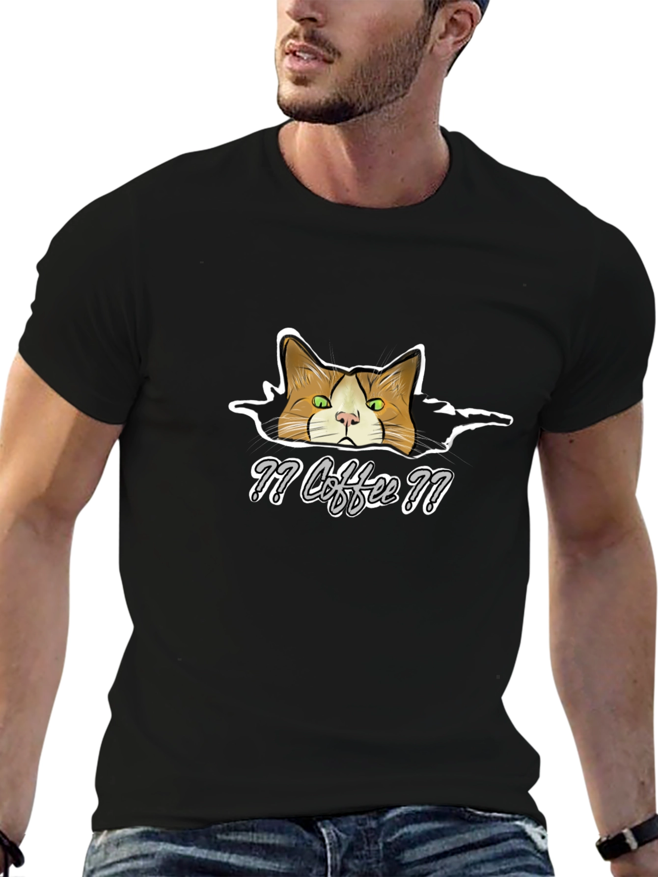 Coffee Cat T-Shirt - Funny Graphic Tee
