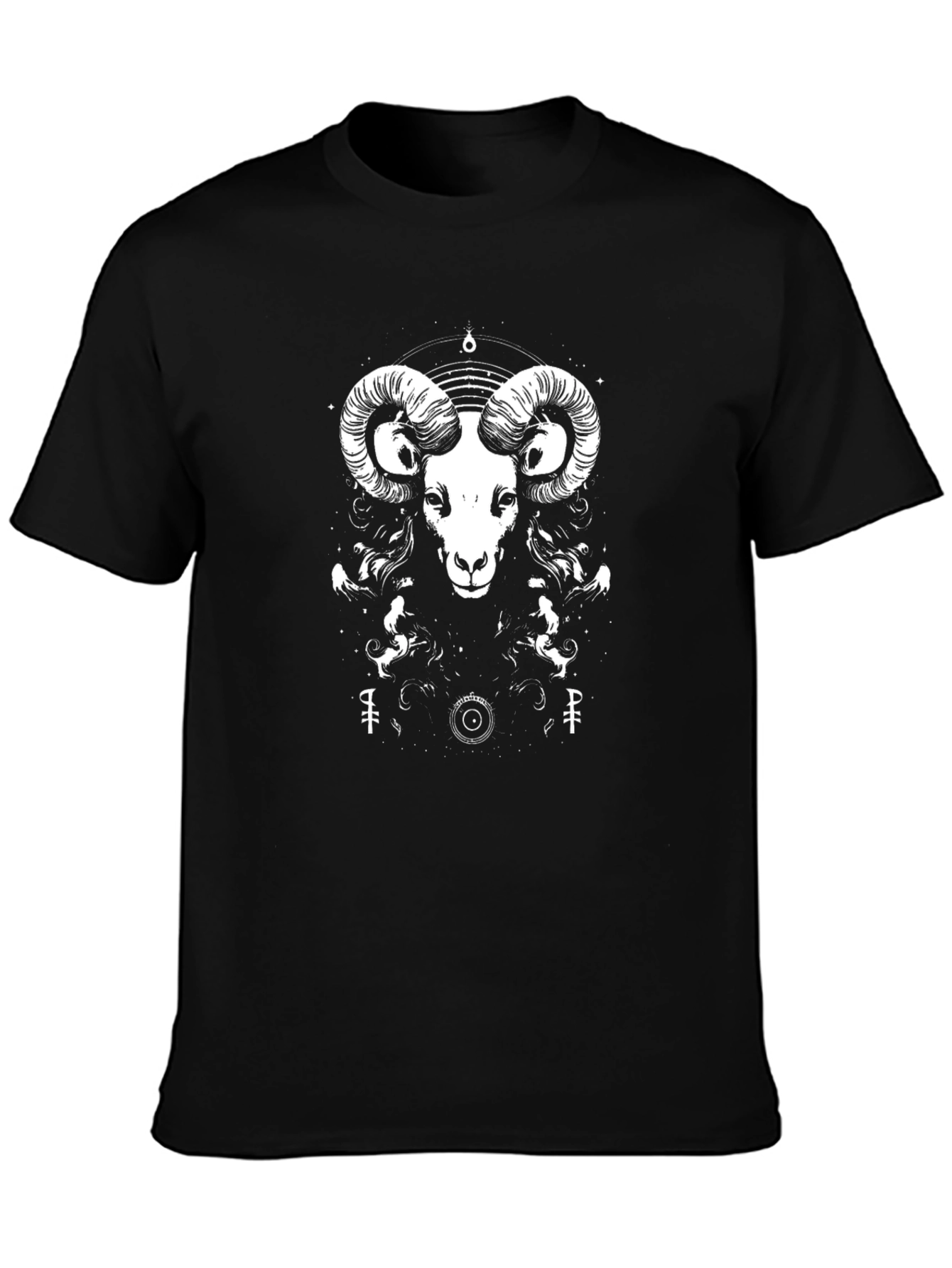 Ram Graphic Tee - Black Cotton T-Shirt