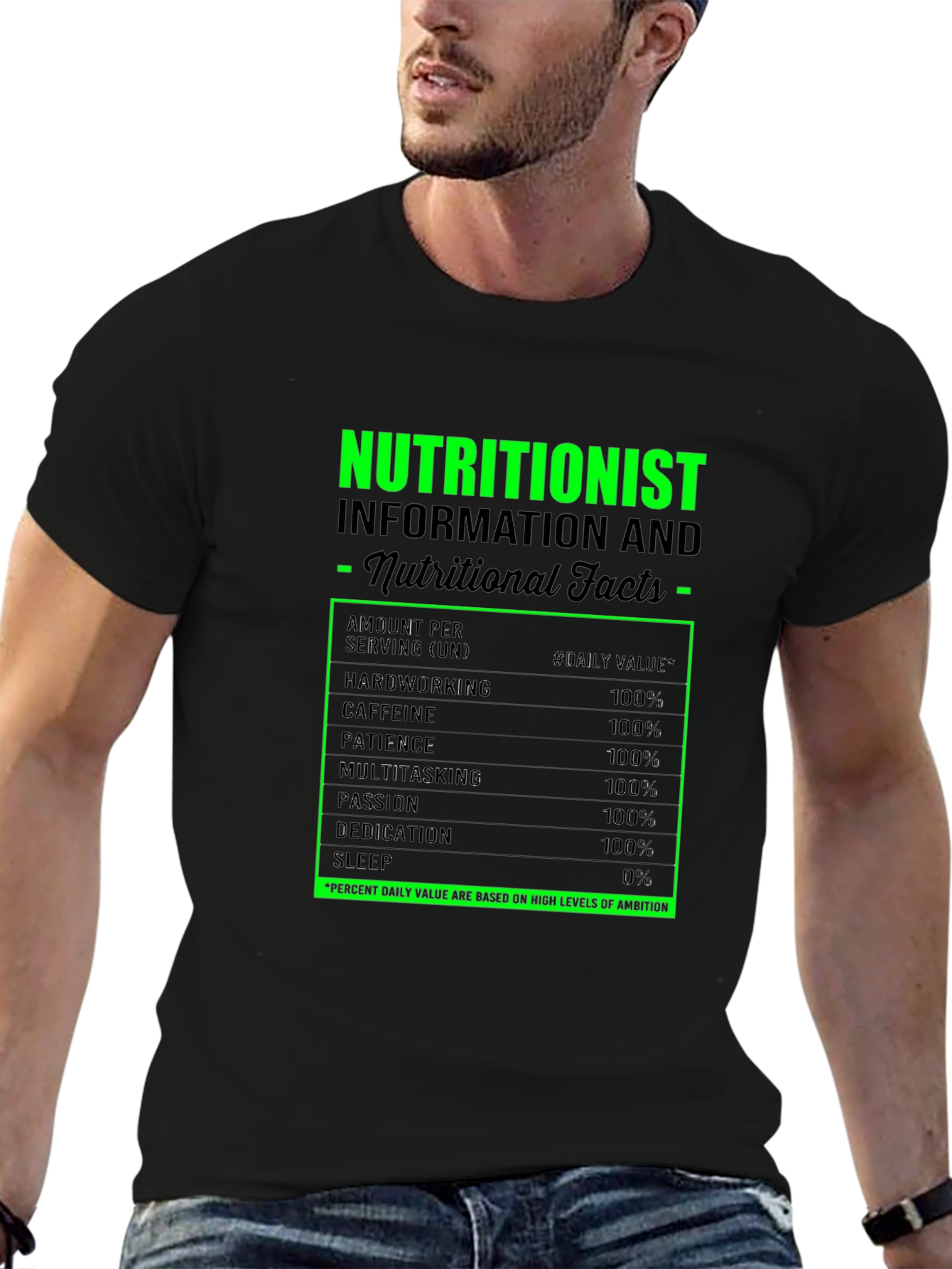 Nutritionist Facts Black Graphic T-Shirt