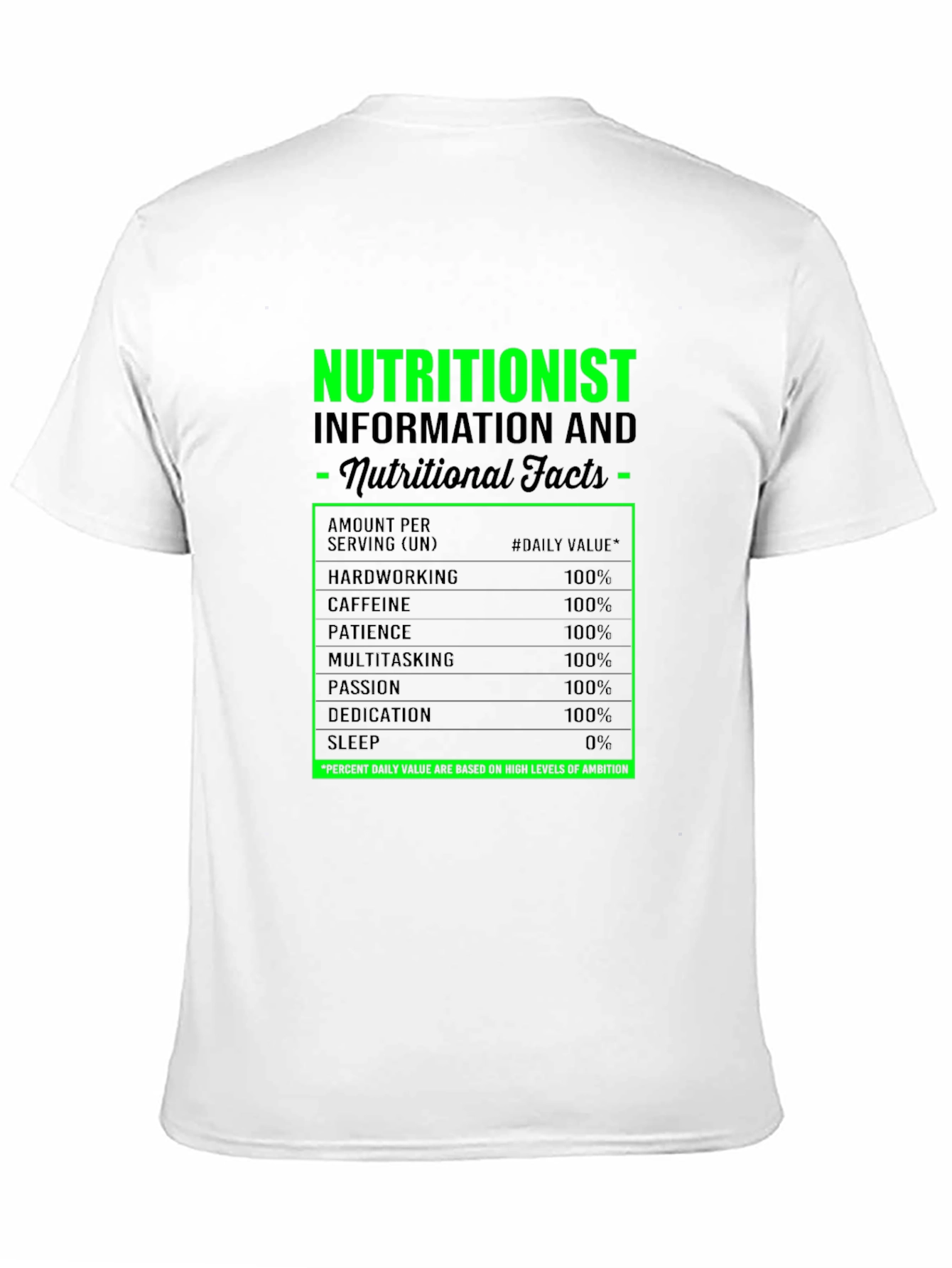 Nutritionist Facts Black Graphic T-Shirt