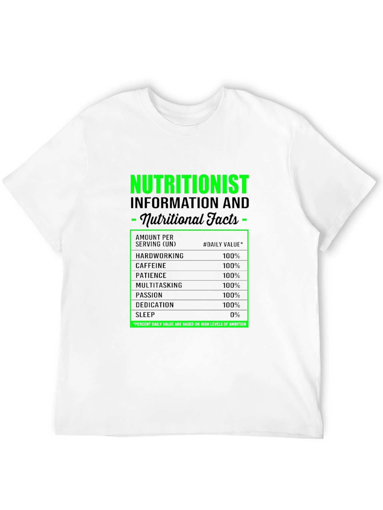 Nutritionist Facts Black Graphic T-Shirt